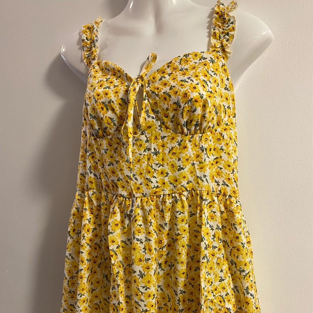 Sunny Yellow Floral Sun Dress